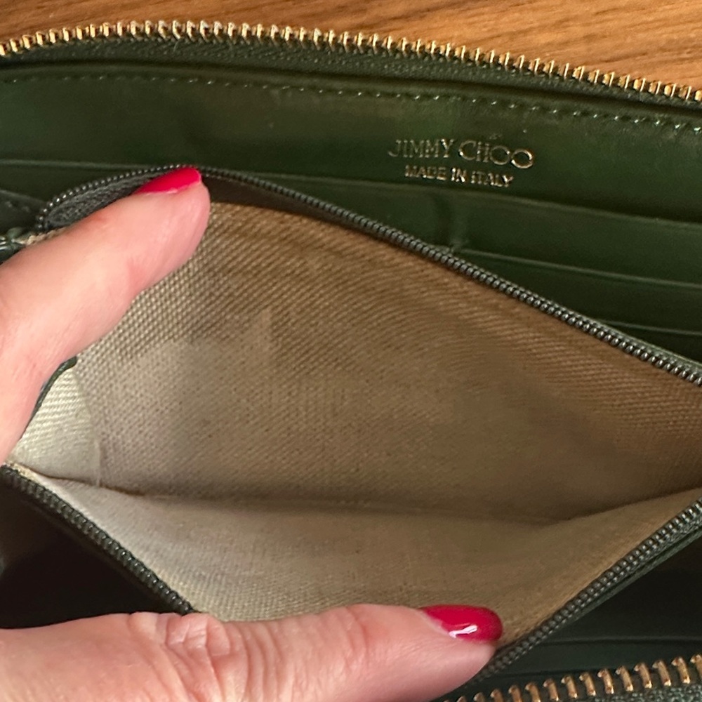 Jimmy Choo Forest Green Wallet with Star Studs - Picture 6 of 9